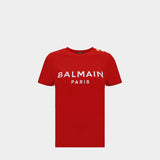 BALMAIN LOGO 金釦裝飾短袖 T-shirt
