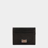 DOLCE&GABBANA 壓紋小牛皮金屬牌卡夾