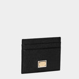 DOLCE&GABBANA 壓紋小牛皮金屬牌卡夾