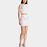 BALMAIN 金扣緹花針織削肩上衣