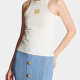 BALMAIN 金屬Logo無袖背心上衣