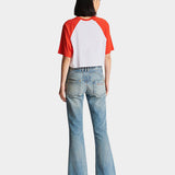 BALMAIN 紅白拼色短版棒球袖 T-Shirt