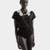DOLCE&GABBANA Lace Bow Neck T-shirt