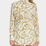 BALMAIN 金鏈印花真絲襯衫