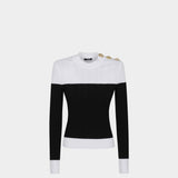 BALMAIN 黑白拼接針織上衣