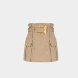 BALMAIN 金扣腰帶工裝迷你裙