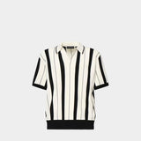 DOLCE&GABBANA 直紋V領Polo衫