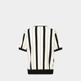 DOLCE&GABBANA 直紋V領Polo衫