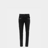 Balmain ribbed double stonewashed slim jeans / Men