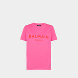 BALMAIN 粉色襯膚 Logo 印花 T-Shirt