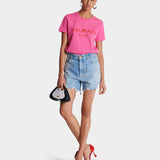 BALMAIN 粉色襯膚 Logo 印花 T-Shirt