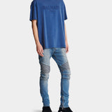BALMAIN LOGO 刺繡 T-Shirt - 藍