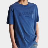 BALMAIN LOGO 刺繡 T-Shirt - 藍