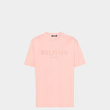 BALMAIN LOGO 刺繡 T-Shirt - 粉橘