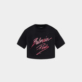 BALMAIN 短版粉紅 Logo T-shirt - 黑