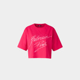 BALMAIN 短版粉紅 Logo T-shirt - 粉紅