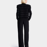 BALMAIN 金鍊滾邊無領毛呢針織外套