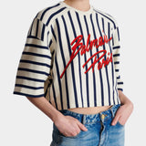 BALMAIN Handwritten Logo Baseball Stripe Wide Version T-shirt