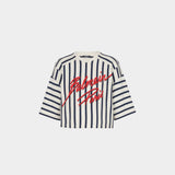 BALMAIN Handwritten Logo Baseball Stripe Wide Version T-shirt