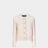 BALMAIN 粉色直筒金釦外套