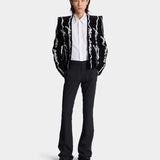 BALMAIN 刺繡領白色府綢襯衫