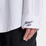 BALMAIN 刺繡領白色府綢襯衫