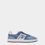 BALMAIN couple's denim patchwork casual shoes for men and women