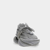 BALMAIN Unicorn Low Grey Fleece Printed Men's Platform Sneakers