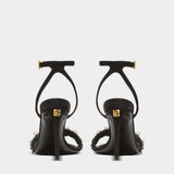 BALMAIN black pearl gold chain high heel sandals