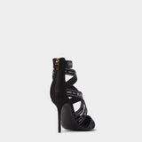 BALMAIN LOGO WEBBING STRAP HIGH HEELED SANDALS