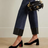 CHRISTIAN LOUBOUTIN Miss Sab black patent leather square toe 5.5 cm block heel shoes