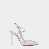 CHRISTIAN LOUBOUTIN Jenlove 10cm sparkling silver cross strap high heels
