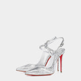 CHRISTIAN LOUBOUTIN Jenlove 10cm sparkling silver cross strap high heels