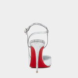 CHRISTIAN LOUBOUTIN Jenlove 10cm sparkling silver cross strap high heels