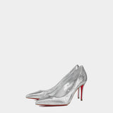 CHRISTIAN LOUBOUTIN Kate silver shiny leather 8.5 cm pumps