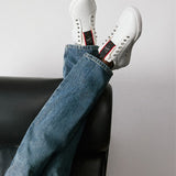 CHRISTIAN LOUBOUTIN white calfskin shoes with studs