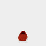 CHRISTIAN LOUBOUTIN RED SUEDE LOAFER