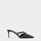CHRISTIAN LOUBOUTIN 鉚釘裝飾尖頭 8.5 cm 高跟穆勒鞋 - 黑色