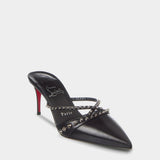 CHRISTIAN LOUBOUTIN 鉚釘裝飾尖頭 8.5 cm 高跟穆勒鞋 - 黑色