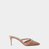 CHRISTIAN LOUBOUTIN Studded Pointed Toe 8.5cm High Heel Mules - Nude