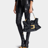 BALMAIN Calfskin Anthem Medium Bag - Black