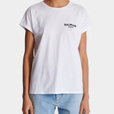 BALMAIN Paris flocked logo white T-shirt