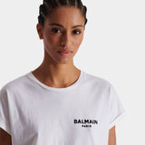 BALMAIN Paris flocked logo white T-shirt