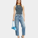 DIESEL Limited Edition Blue Sky Curved Cloud Sky Printed Underarm Bag