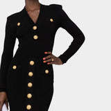 BALMAIN Classic knitted gold button dress