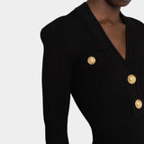 BALMAIN Classic knitted gold button dress
