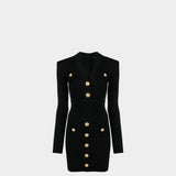 BALMAIN Classic knitted gold button dress