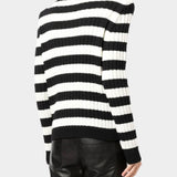 Balmain high collar black and white striped sweater / Women