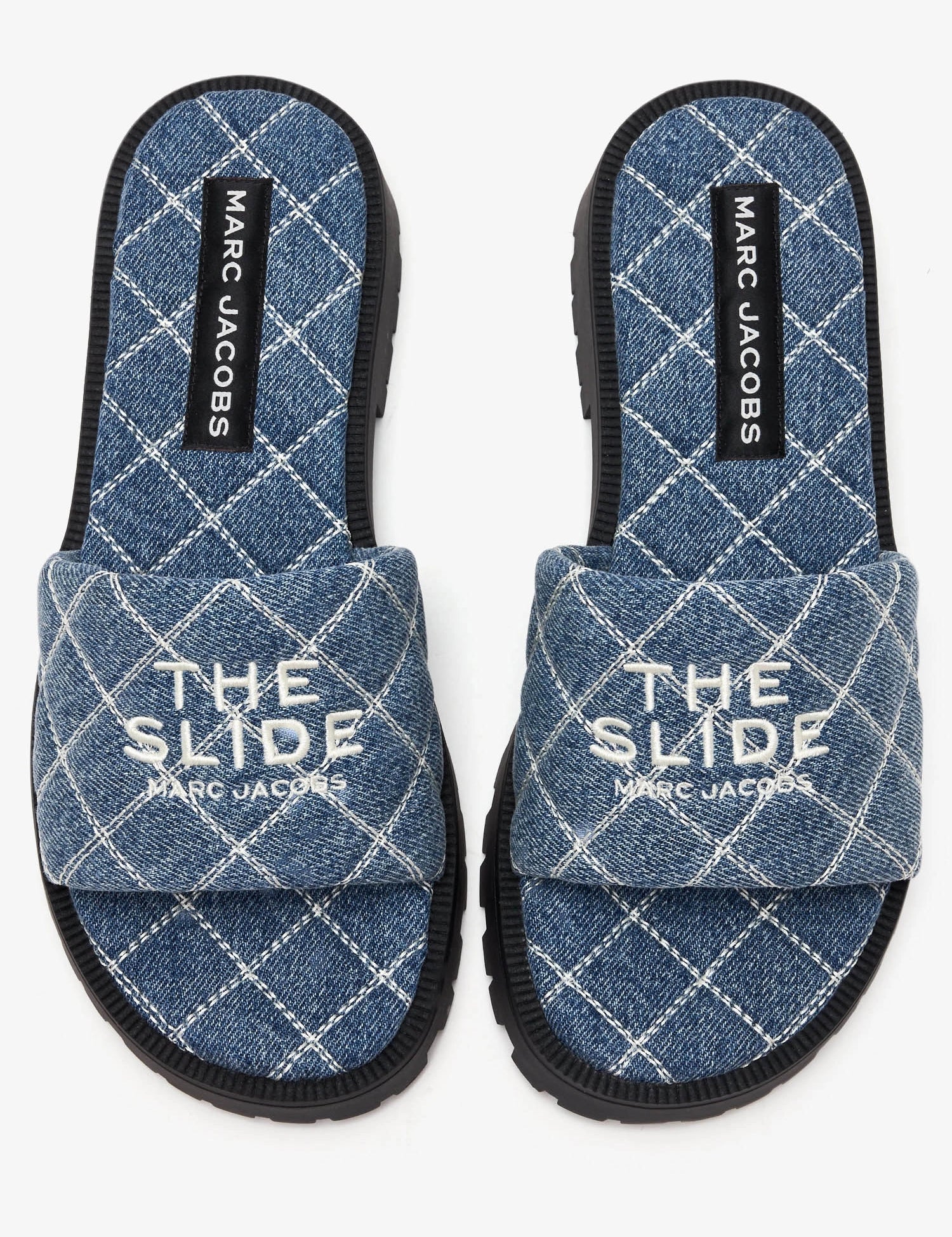 MARC JACOBS 丹寧菱格厚底拖鞋