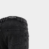 BALMAIN | Ribbed Double Stone Wash Slim Fit Jeans/Men 